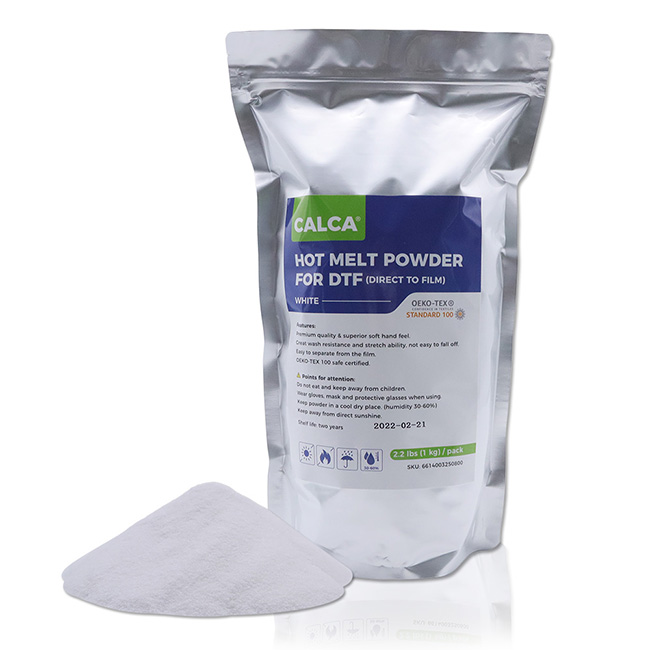 CALCA Direct to Film TPU DTF Powder Digital Transfer Hot Melt Adhesive 1kg White Powder Wholesale Bulk for DTF Shaker Machine