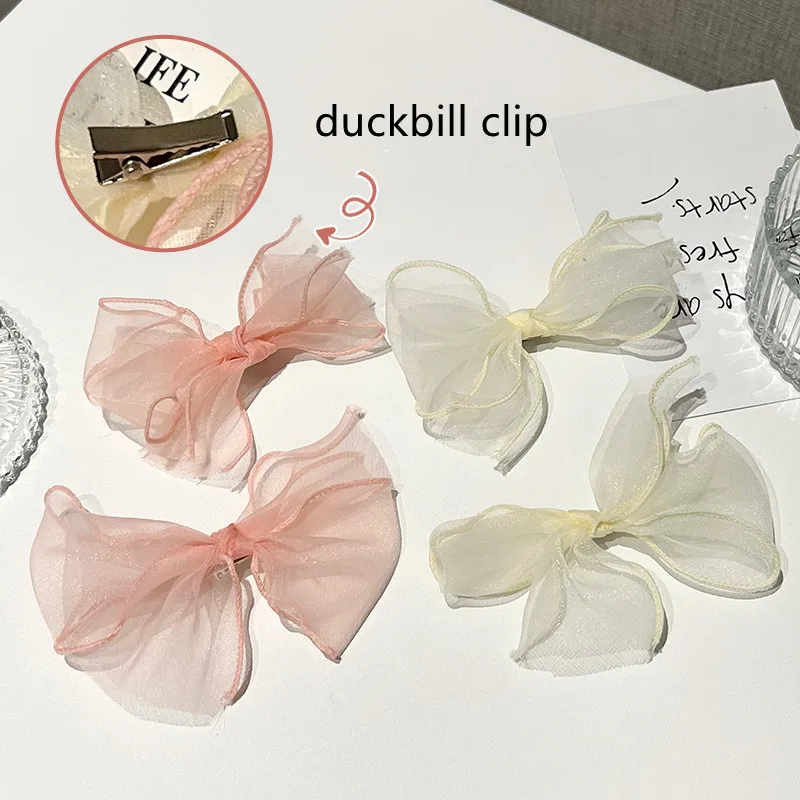 Sweet Hairclips Mesh Hairband Female Pure Desire Super Fairy Braided Hair Bow Hairpin Korean Streamer Headdress Hair Accessories