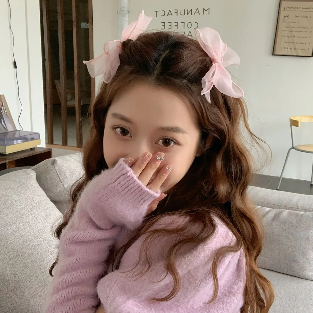 Sweet Hairclips Mesh Hairband Female Pure Desire Super Fairy Braided Hair Bow Hairpin Korean Streamer Headdress Hair Accessories