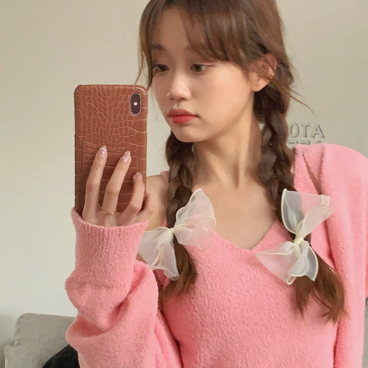 Sweet Hairclips Mesh Hairband Female Pure Desire Super Fairy Braided Hair Bow Hairpin Korean Streamer Headdress Hair Accessories