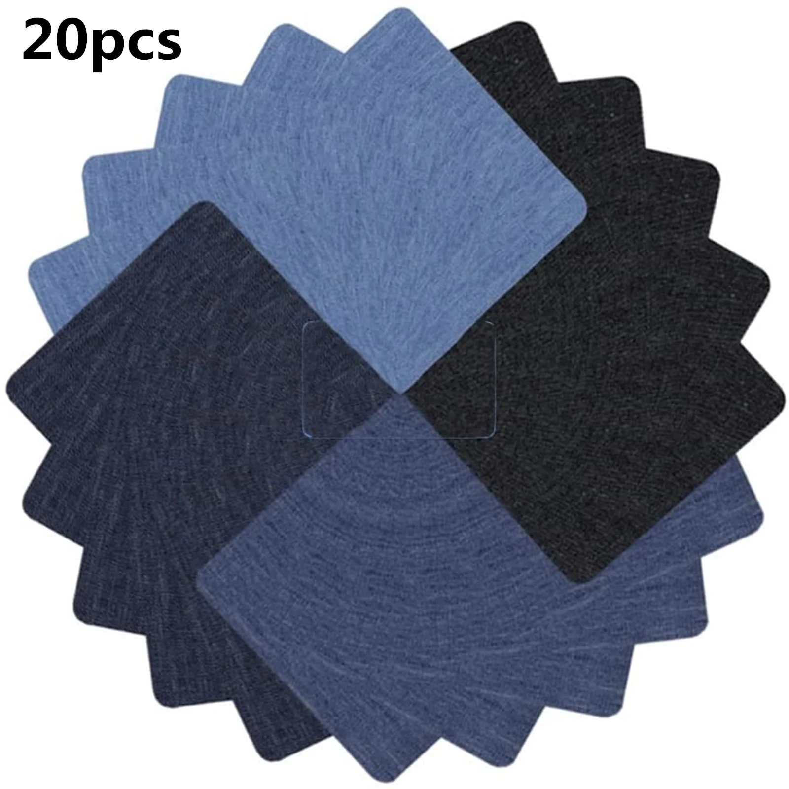20pcs Jeans Denim Patches Iron On Elbow Knee Patches DIY Repair Kits For Clothing Pants Apparel Embroidered Sewing Fabric