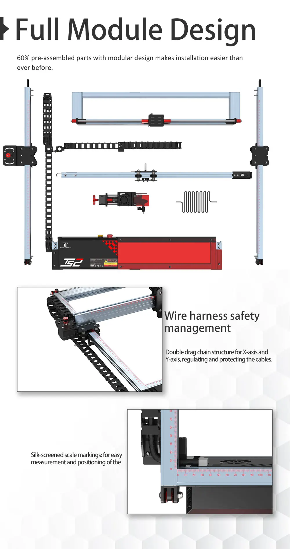 Twotrees TS2-10W Laser Engraver Machine 80W 450x450mm Compressed Spot Technology LaserGRBL LightBurn Wifi Horizontal Gyroscope