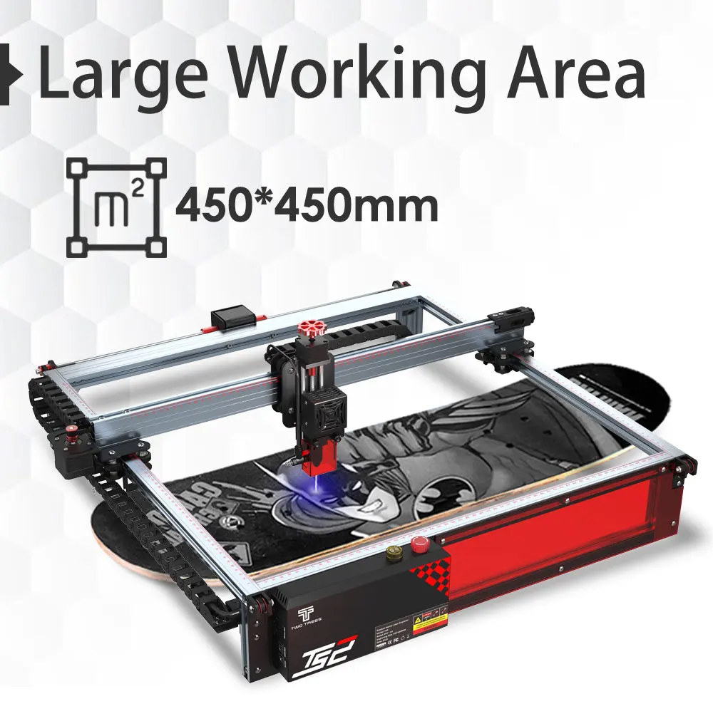 Twotrees TS2-10W Laser Engraver Machine 80W 450x450mm Compressed Spot Technology LaserGRBL LightBurn Wifi Horizontal Gyroscope