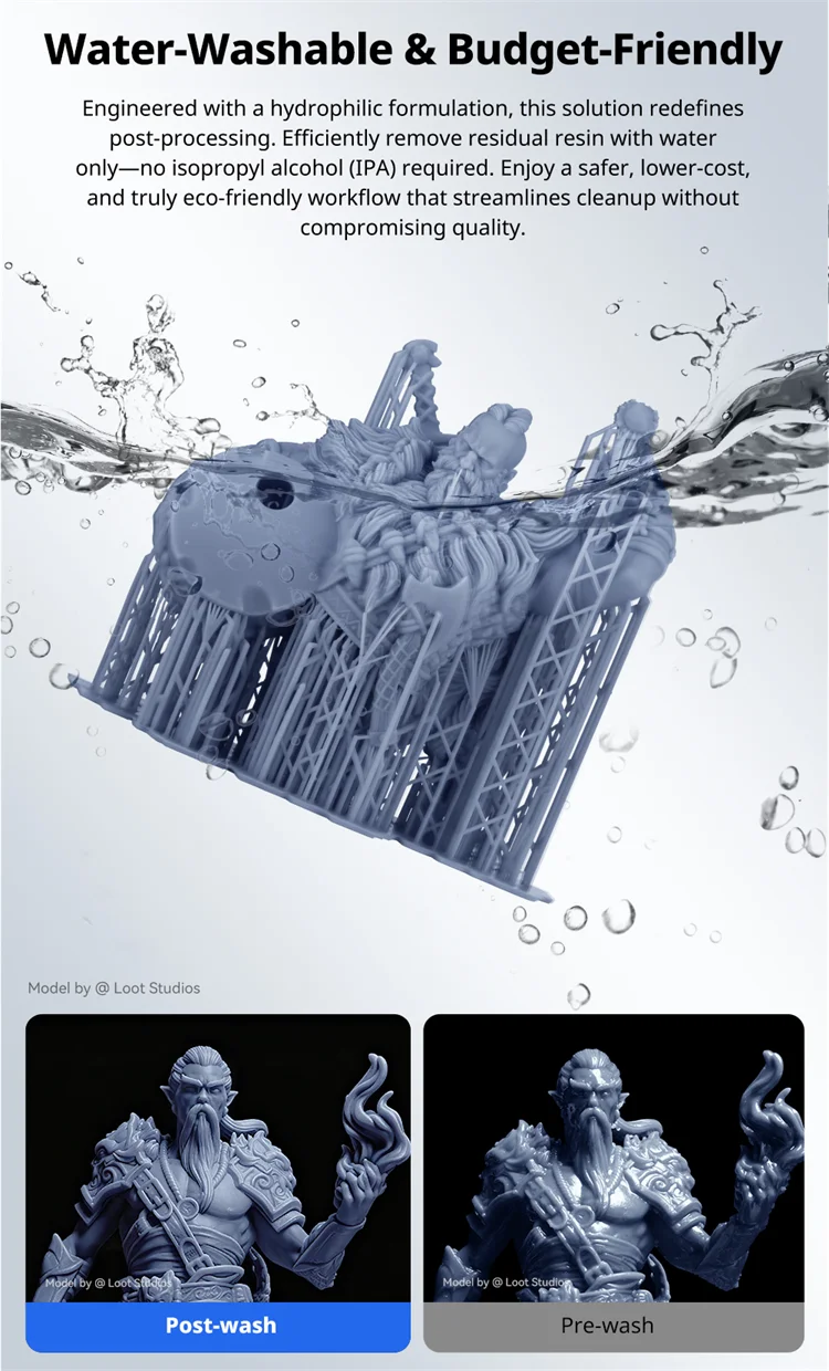 Anycubic Water-Wash Resin 3D Printers Resin Water-Washable 365-405nm for LCD DLP Photon M3 Plus Max 7K Mono 6K Printing