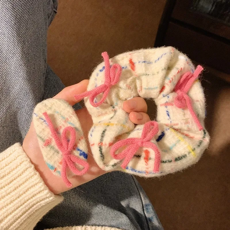 Sweet Soft Plush Wide Hair Rope Womens Girls Ponytail Holder Hair Tie Fluffy Rubber Band Towel Fabric Hair Band Hair Accessories