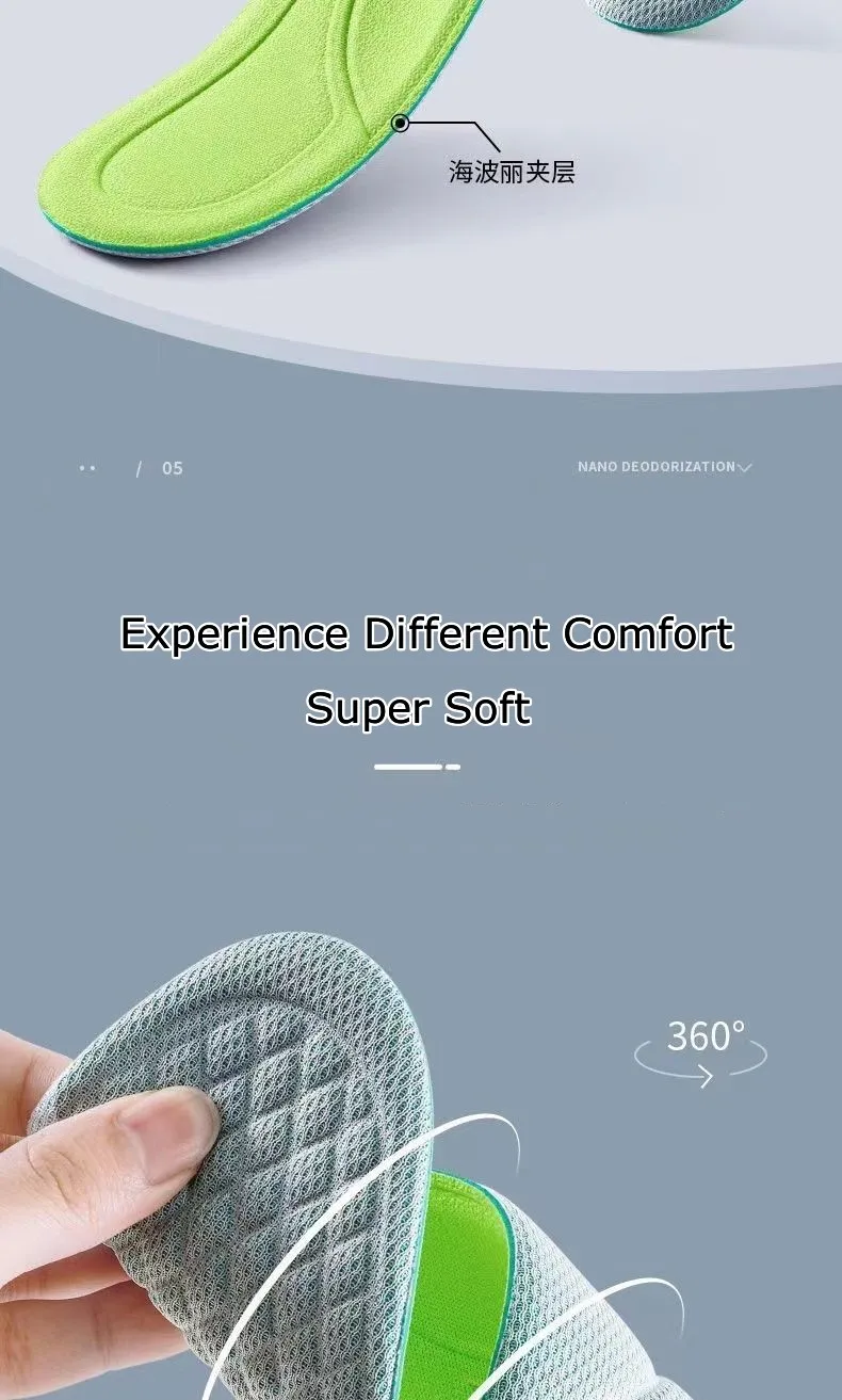 1Pair Plantar Fasciitis Orthopedic Insoles Arch Support Insole for Feet Memory Foam Non Slip Shoe Pads Deodorising Shoes Sole