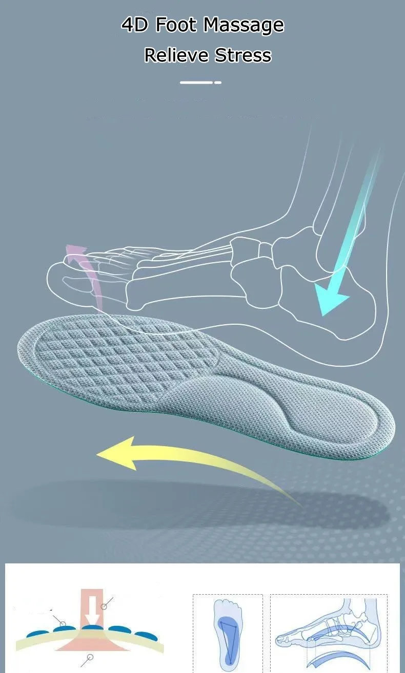 1Pair Plantar Fasciitis Orthopedic Insoles Arch Support Insole for Feet Memory Foam Non Slip Shoe Pads Deodorising Shoes Sole