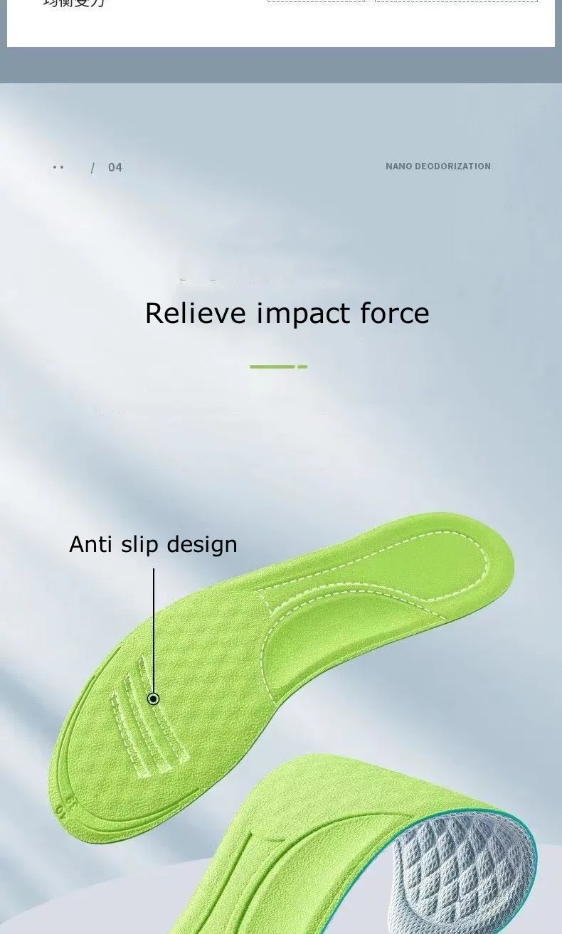 1Pair Plantar Fasciitis Orthopedic Insoles Arch Support Insole for Feet Memory Foam Non Slip Shoe Pads Deodorising Shoes Sole