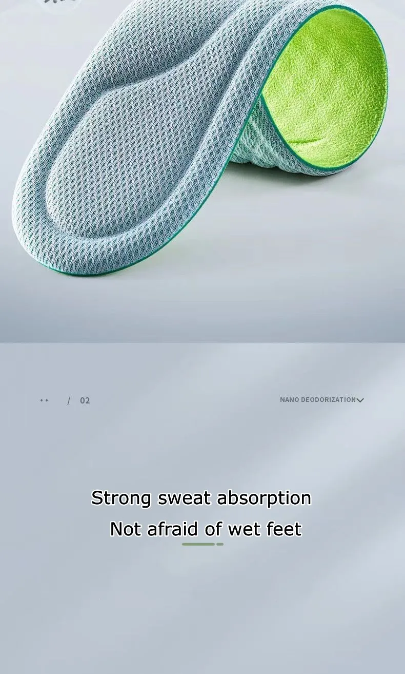 1Pair Plantar Fasciitis Orthopedic Insoles Arch Support Insole for Feet Memory Foam Non Slip Shoe Pads Deodorising Shoes Sole