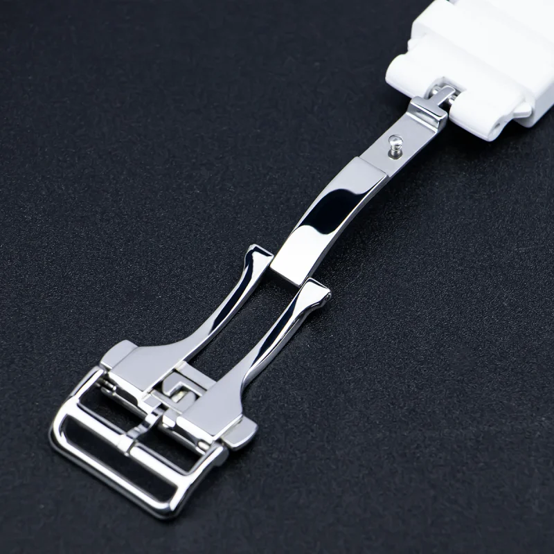 18mm 20mm Watch Strap Metal Folding Buckle Clasp Rebber Wristband Stainless Steel Buckle Automatic Deployment Watch Accessories