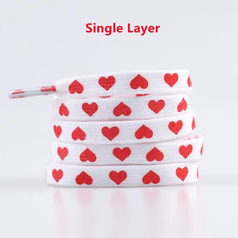 Fashion Love Heart Shoelaces High-top Canvas Sneakers Shoelace Flat Laces Shoe Strings 100/120/140/160/180CM Shoes Accesories