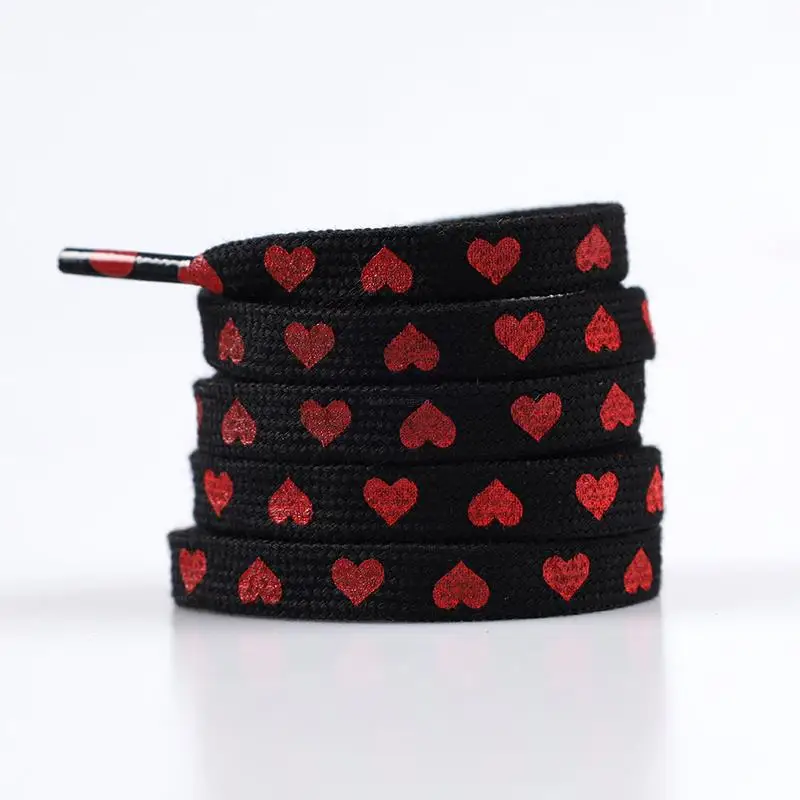 Fashion Love Heart Shoelaces High-top Canvas Sneakers Shoelace Flat Laces Shoe Strings 100/120/140/160/180CM Shoes Accesories