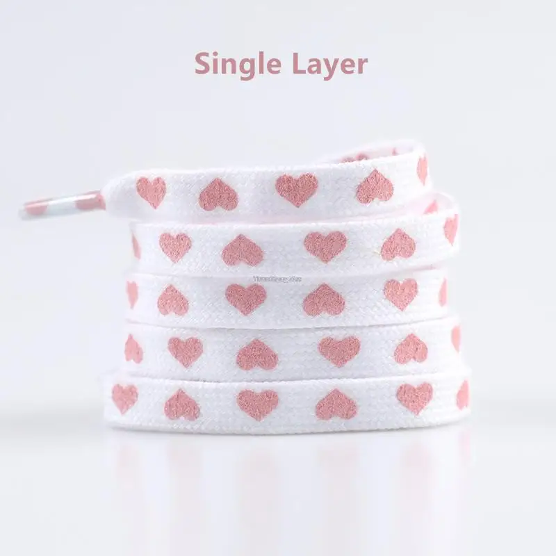 Fashion Love Heart Shoelaces High-top Canvas Sneakers Shoelace Flat Laces Shoe Strings 100/120/140/160/180CM Shoes Accesories
