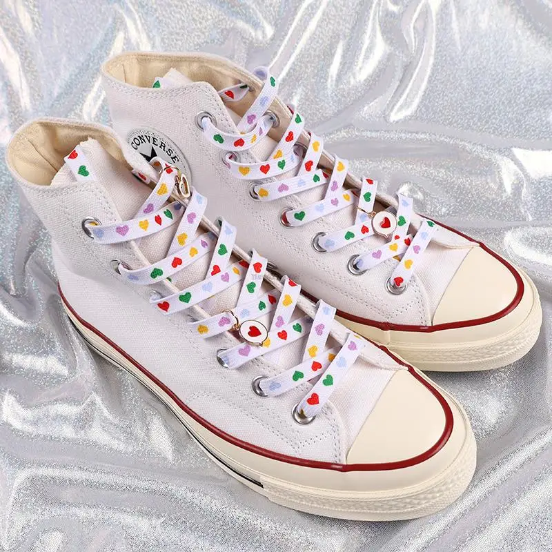 Fashion Love Heart Shoelaces High-top Canvas Sneakers Shoelace Flat Laces Shoe Strings 100/120/140/160/180CM Shoes Accesories