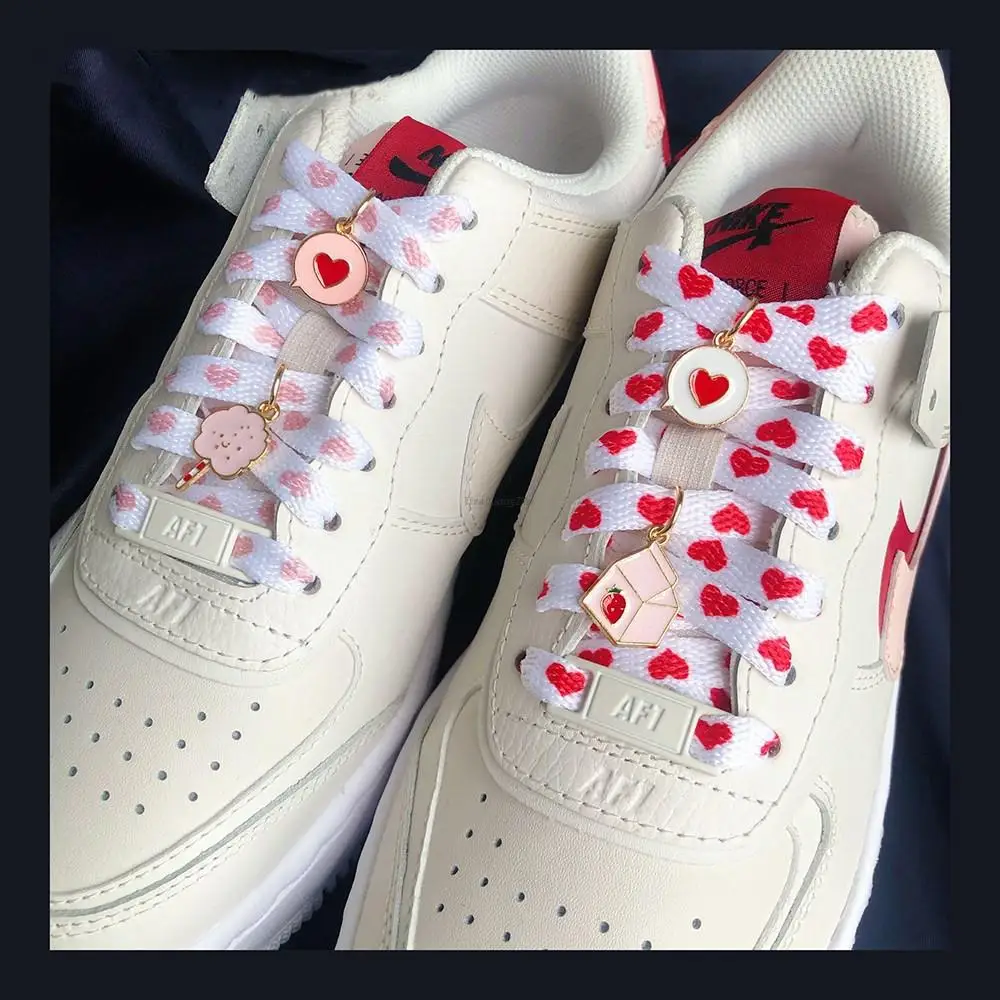 Fashion Love Heart Shoelaces High-top Canvas Sneakers Shoelace Flat Laces Shoe Strings 100/120/140/160/180CM Shoes Accesories