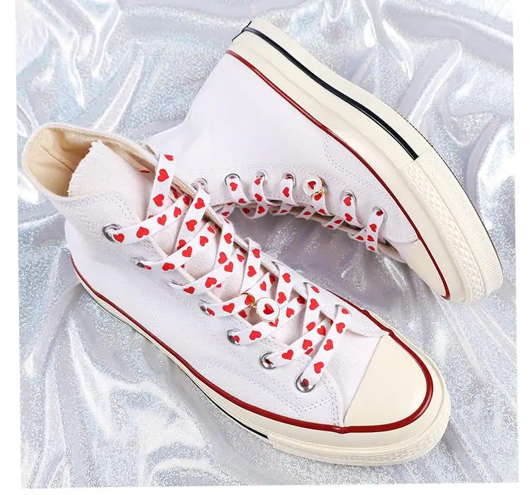 Fashion Love Heart Shoelaces High-top Canvas Sneakers Shoelace Flat Laces Shoe Strings 100/120/140/160/180CM Shoes Accesories