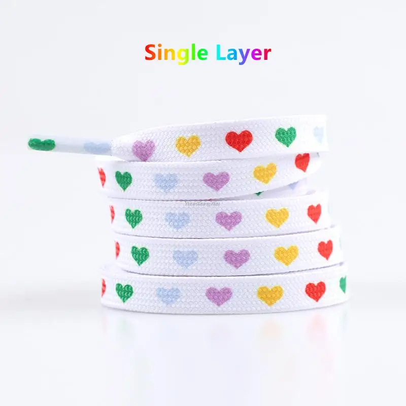 Fashion Love Heart Shoelaces High-top Canvas Sneakers Shoelace Flat Laces Shoe Strings 100/120/140/160/180CM Shoes Accesories