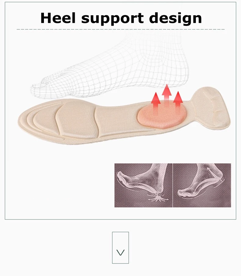 7D Soft T-shaped Foam Invisible Women Arched Support Insert Insole High-heels Insoles Heel protection insole 1Pair ND-2