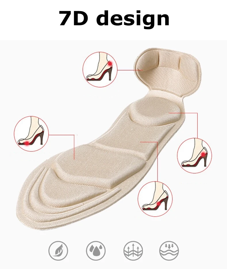 7D Soft T-shaped Foam Invisible Women Arched Support Insert Insole High-heels Insoles Heel protection insole 1Pair ND-2