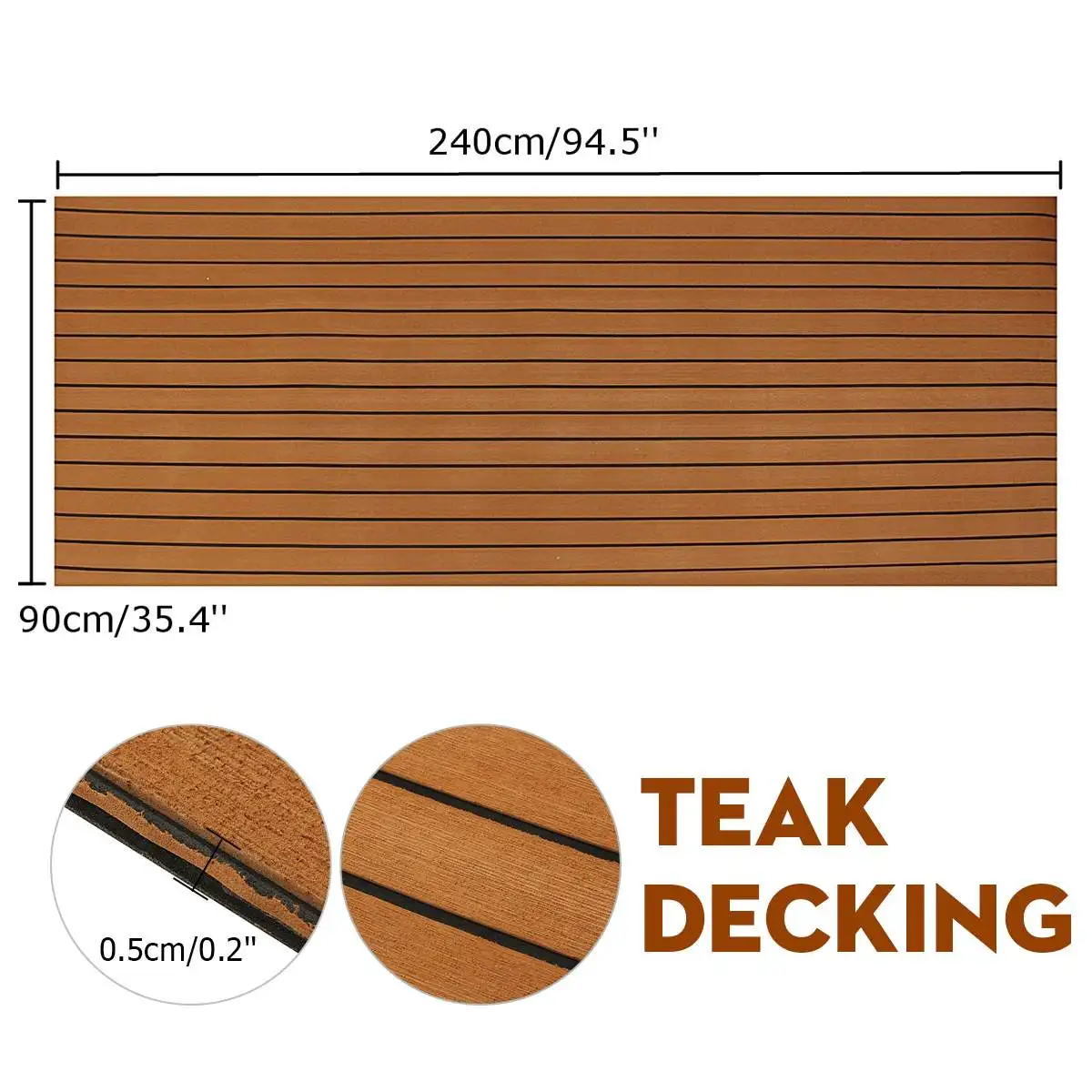 2400x900x5mm Self Adhesive Yacht Flooring Self-Adhesive EVA Foam Teak Faux Teak Boat Decking Sheet Brown