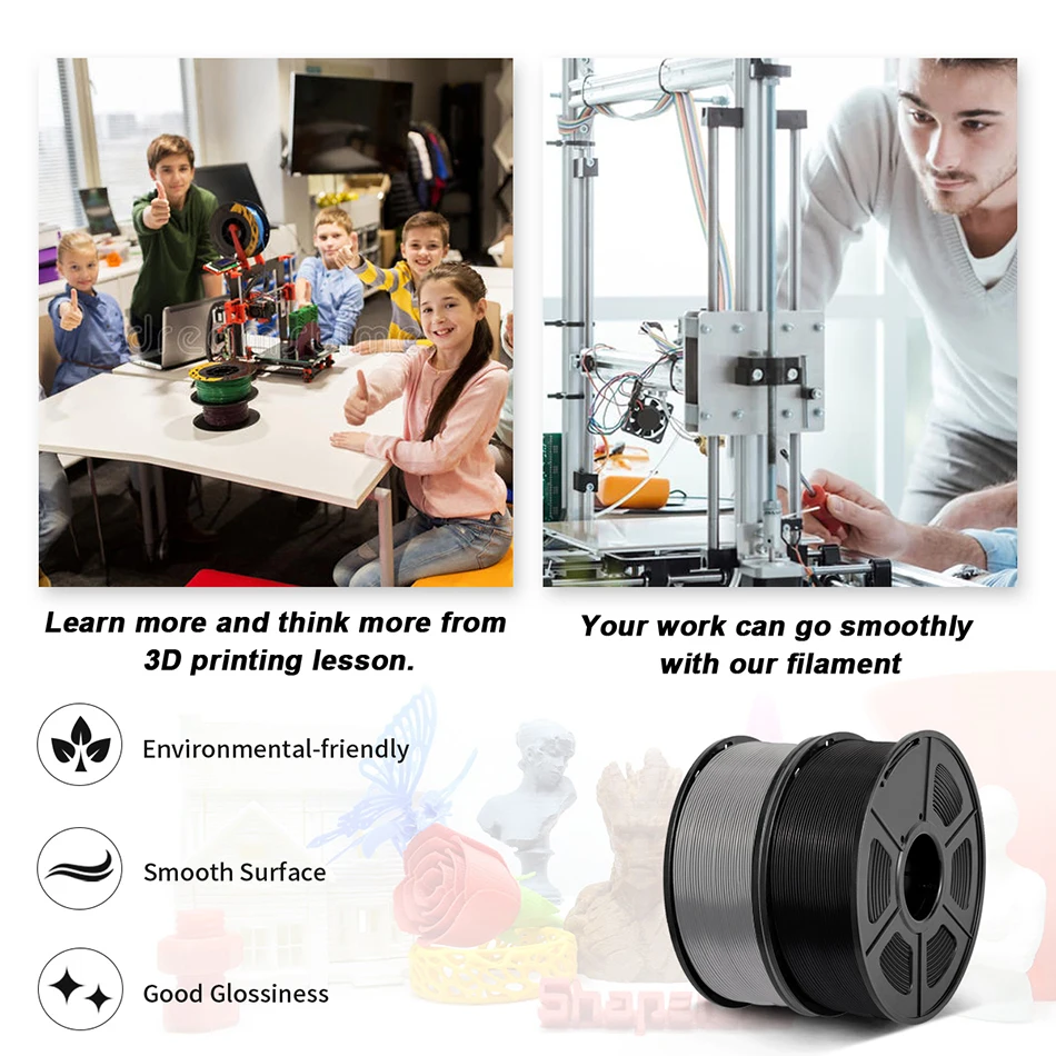 SUNLU PETG Filament 1KG Arranged Neatly 3D Material 1.75MM Non-Toxic Odorless Bright Color No Buble No Clogging Good Toughness