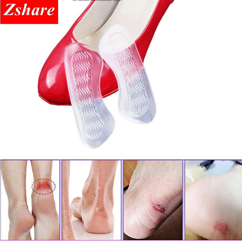 1Pair Silicone heel protectors for womens shoes Heel Inserts protector Foot feet Care Shoe Insert Pad Cushion Silicone insoles