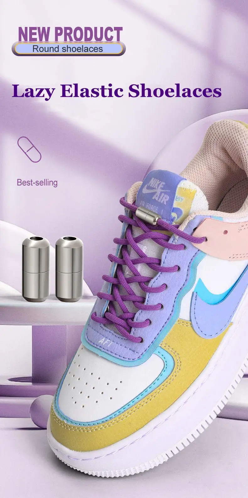 New No Tie Shoe laces Elastic Laces Sneakers Round Shoelaces without ties Kids Adult Quick Shoe lace Rubber Bands for Shoes