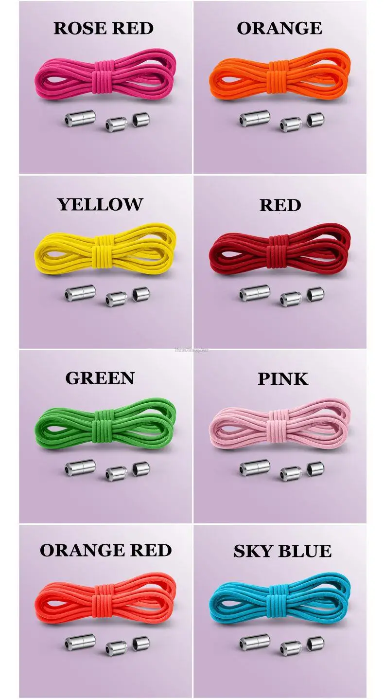 New No Tie Shoe laces Elastic Laces Sneakers Round Shoelaces without ties Kids Adult Quick Shoe lace Rubber Bands for Shoes