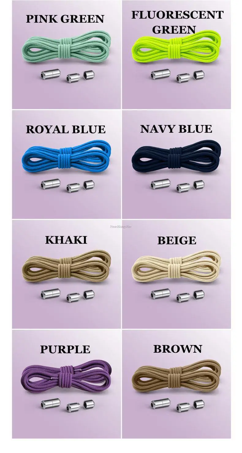 New No Tie Shoe laces Elastic Laces Sneakers Round Shoelaces without ties Kids Adult Quick Shoe lace Rubber Bands for Shoes