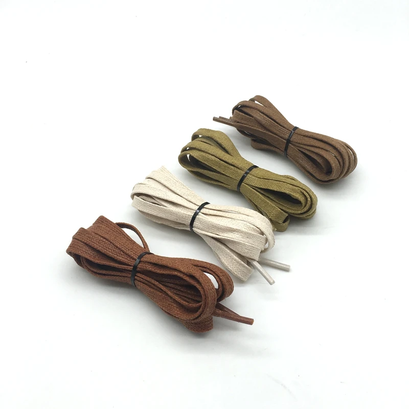 1Pair Brand Wax Waterproof Shoelace Cotton Cord Flat Shape Shoelaces High Top Casual Leather Boot Shoe Laces Fashion P-3