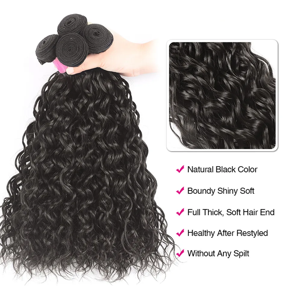 Unice Hair Water Wave Bundles 1 3 4 PCS Natural Color Unprocessed Virgin 100% Human Hair Bundles 100Gram Per Bundle 8-26inch