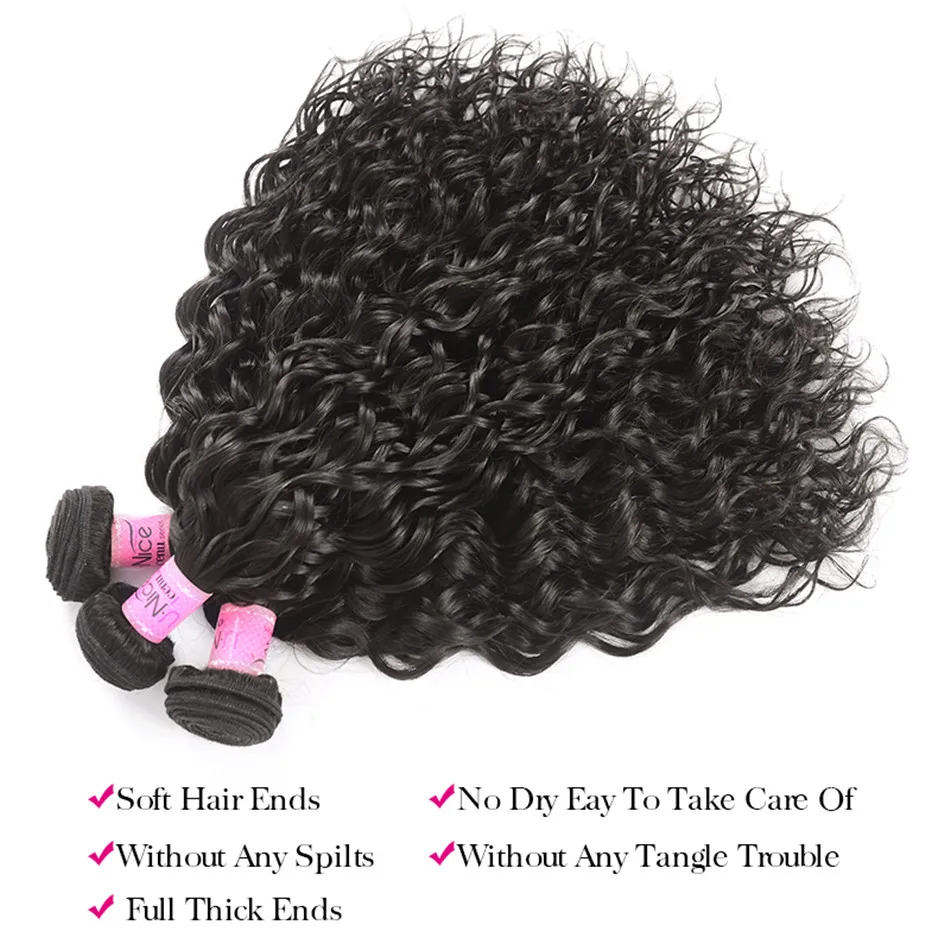Unice Hair Water Wave Bundles 1 3 4 PCS Natural Color Unprocessed Virgin 100% Human Hair Bundles 100Gram Per Bundle 8-26inch