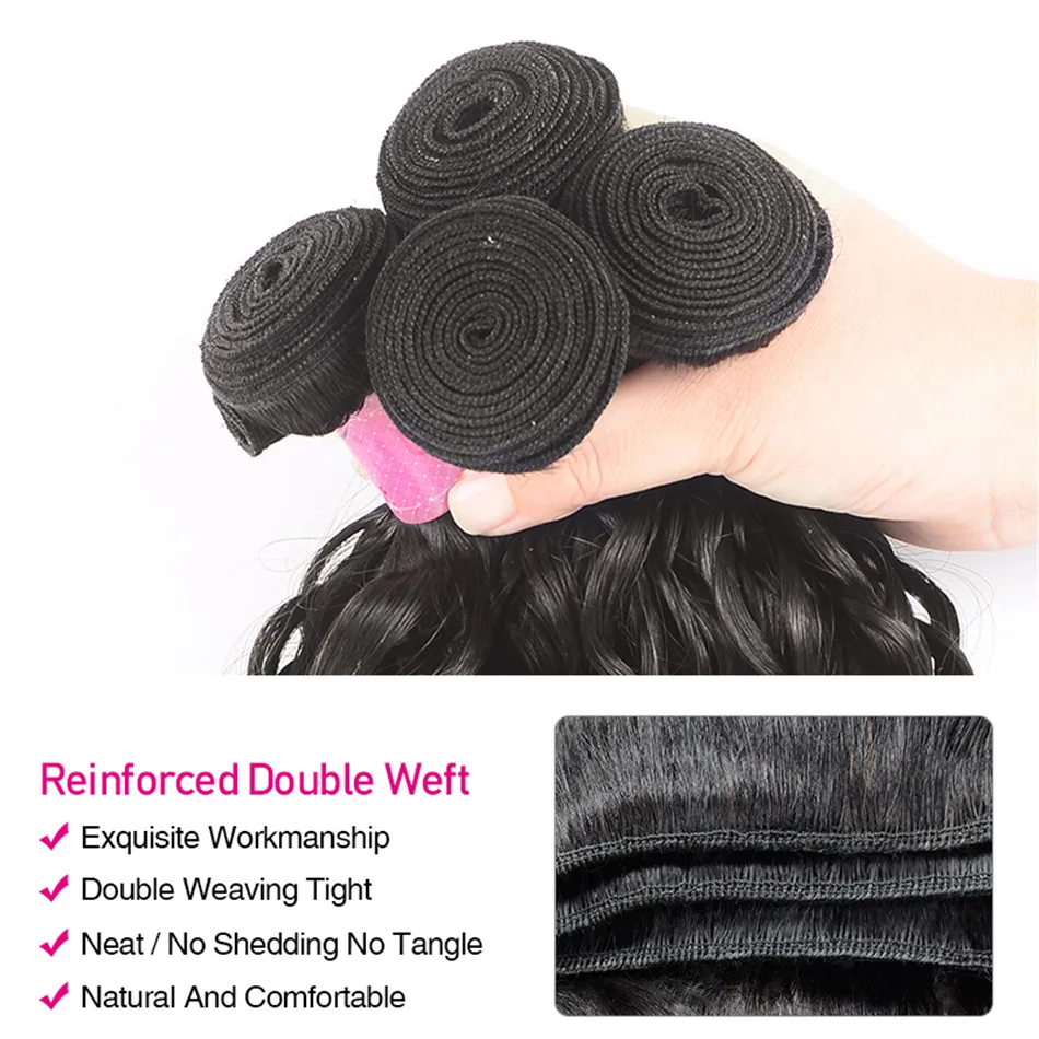 Unice Hair Water Wave Bundles 1 3 4 PCS Natural Color Unprocessed Virgin 100% Human Hair Bundles 100Gram Per Bundle 8-26inch