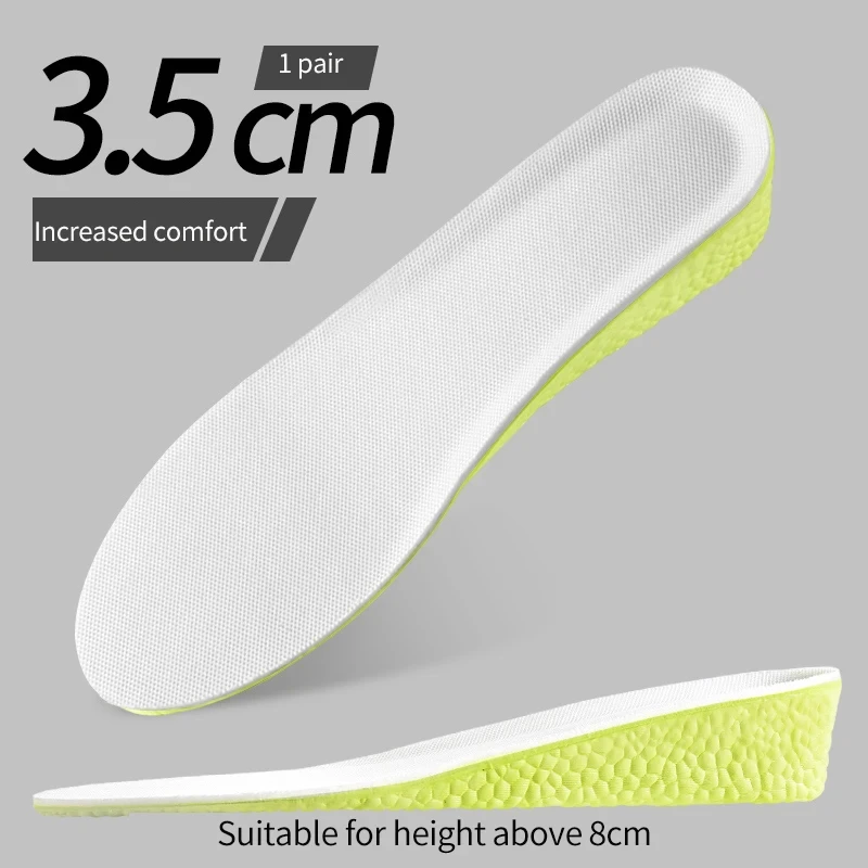 1Pair 1.5cm/2.5cm/3.5cm Growing Sole Shock Absorption Sports Insole for Feet Height Increase Templates Men Women Shoes Insoles
