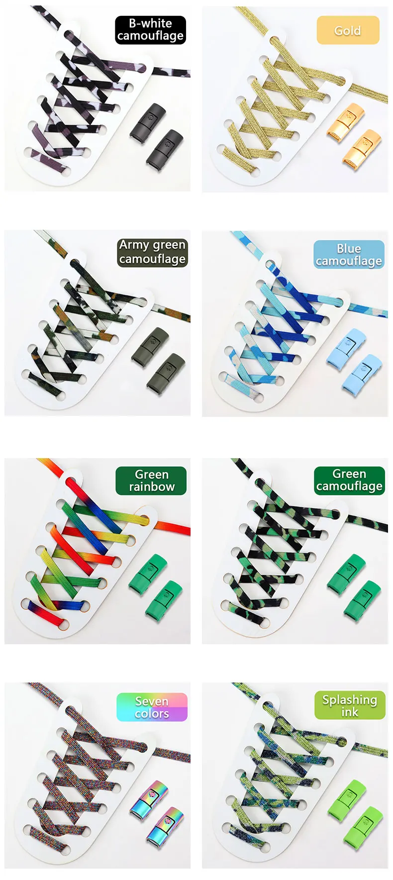 New Elastic Laces Sneakers Colorful Press Lock Shoe laces without ties Kids Adult Glitter No Tie Shoelaces for Shoes Accessories