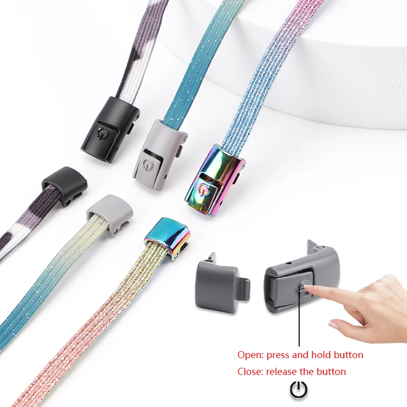 New Elastic Laces Sneakers Colorful Press Lock Shoe laces without ties Kids Adult Glitter No Tie Shoelaces for Shoes Accessories