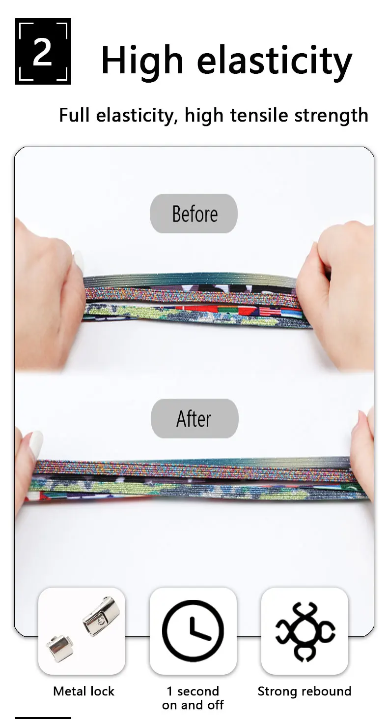 New Elastic Laces Sneakers Colorful Press Lock Shoe laces without ties Kids Adult Glitter No Tie Shoelaces for Shoes Accessories