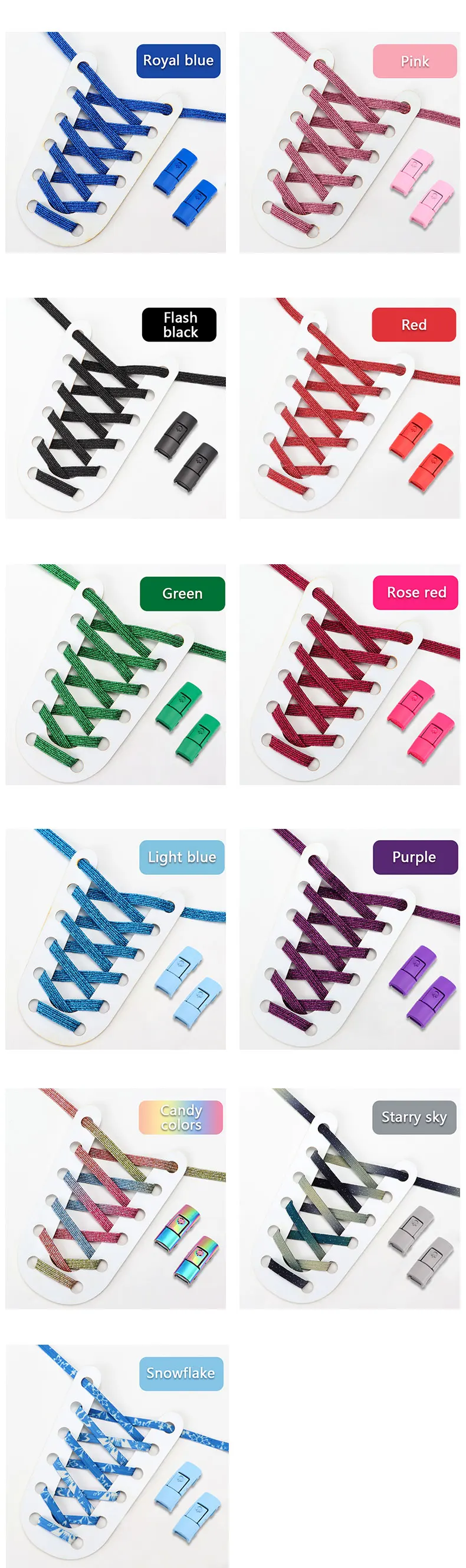 New Elastic Laces Sneakers Colorful Press Lock Shoe laces without ties Kids Adult Glitter No Tie Shoelaces for Shoes Accessories