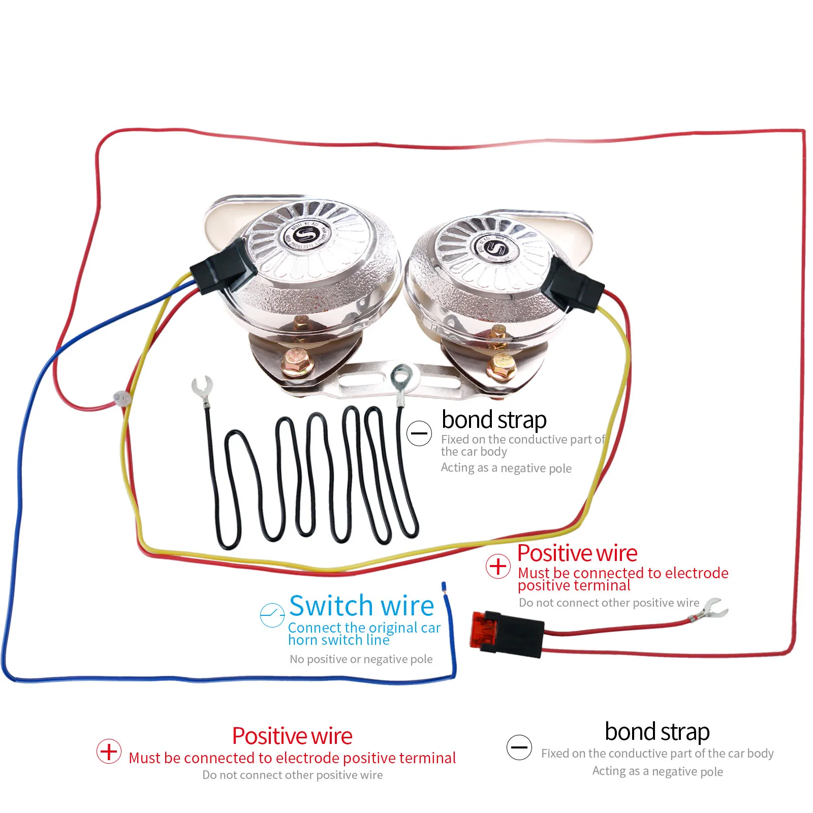 FARBIN 2Pcs/Kit 120db Snail Air Horn 12V Super Loud Three Tone Waterproof Car Horn For Truck Motorcycle Auto Accessory