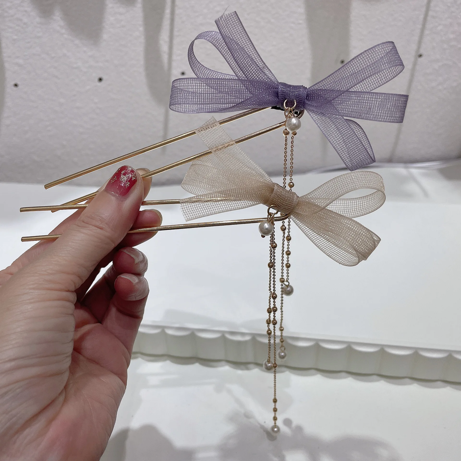 Fashion Metal Hair Sticks for Women Shell Hair Clip Minimalist U Shape Hair Bun Maker Headwear Tassel Pearl Pendant Hairpins