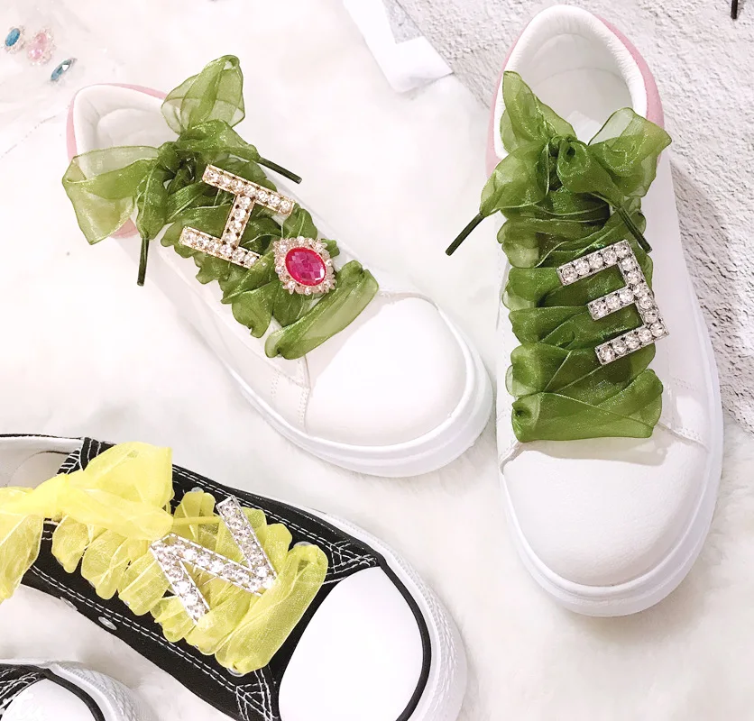 1PCS Shiny Rhinestones Buckle Shoelaces Decoration Shoes Accessories Pearl Love Shiny Rhinestones Kids Women shoe charms design