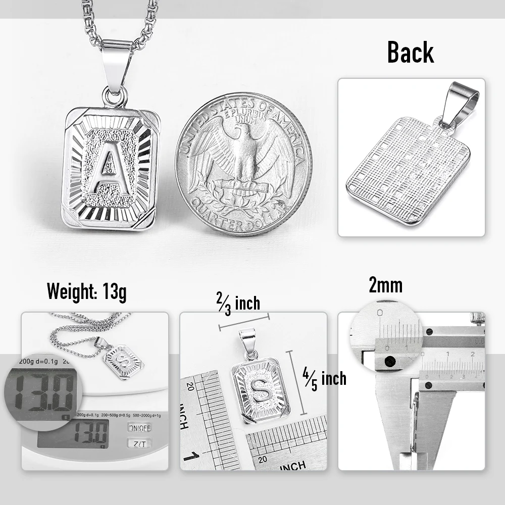 Sliver Color Initials Name Pendant Necklace Alphabet Letter A J K Charm 3mm/5mm Cuban Link Chain Dropshipping GPM11C