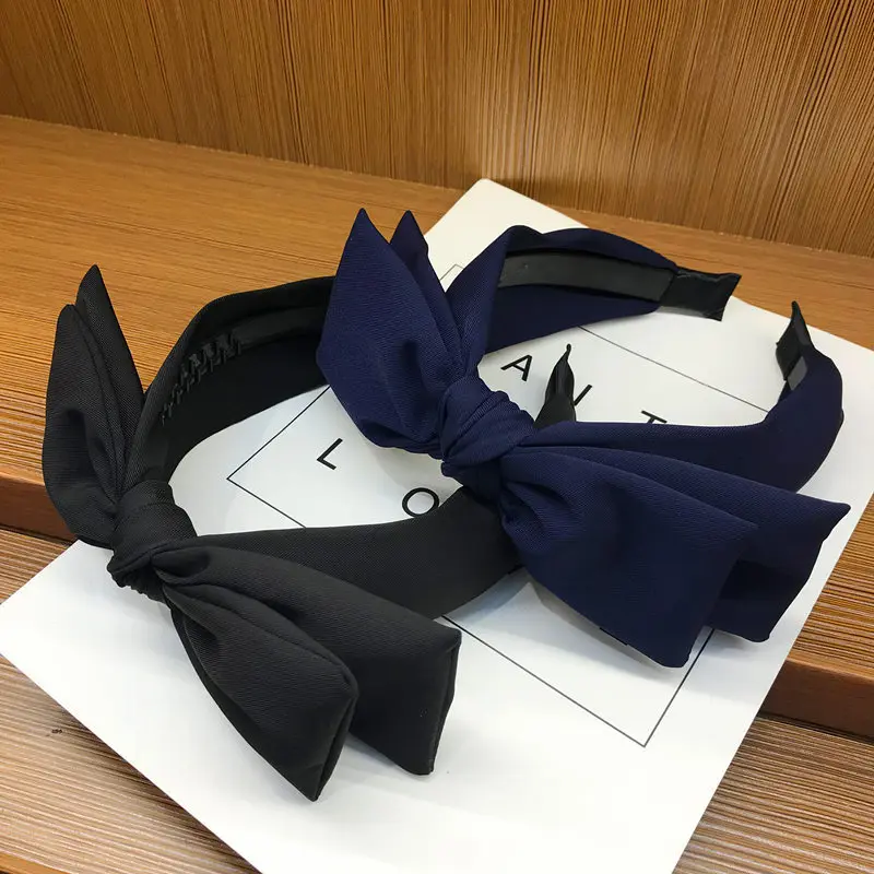 New Arrival For Women Double Layer Bow HairBands Solid Color Hair Hoop Headband Sweet Hair Bezel Girl Headwear Hair Accessories