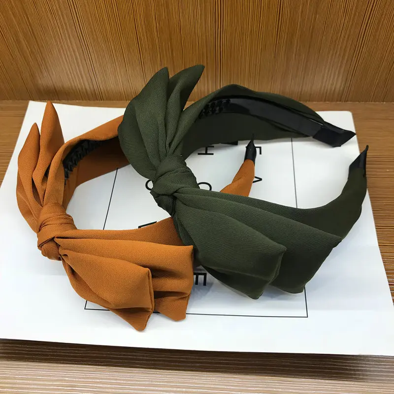New Arrival For Women Double Layer Bow HairBands Solid Color Hair Hoop Headband Sweet Hair Bezel Girl Headwear Hair Accessories