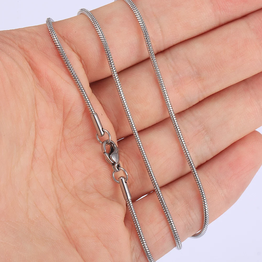 0.9/1.2/1.5/2mm Round Snake Necklace For Men Women Gold Color Silver Color Serpentine Link Chain Necklace Fashion Jewelry
