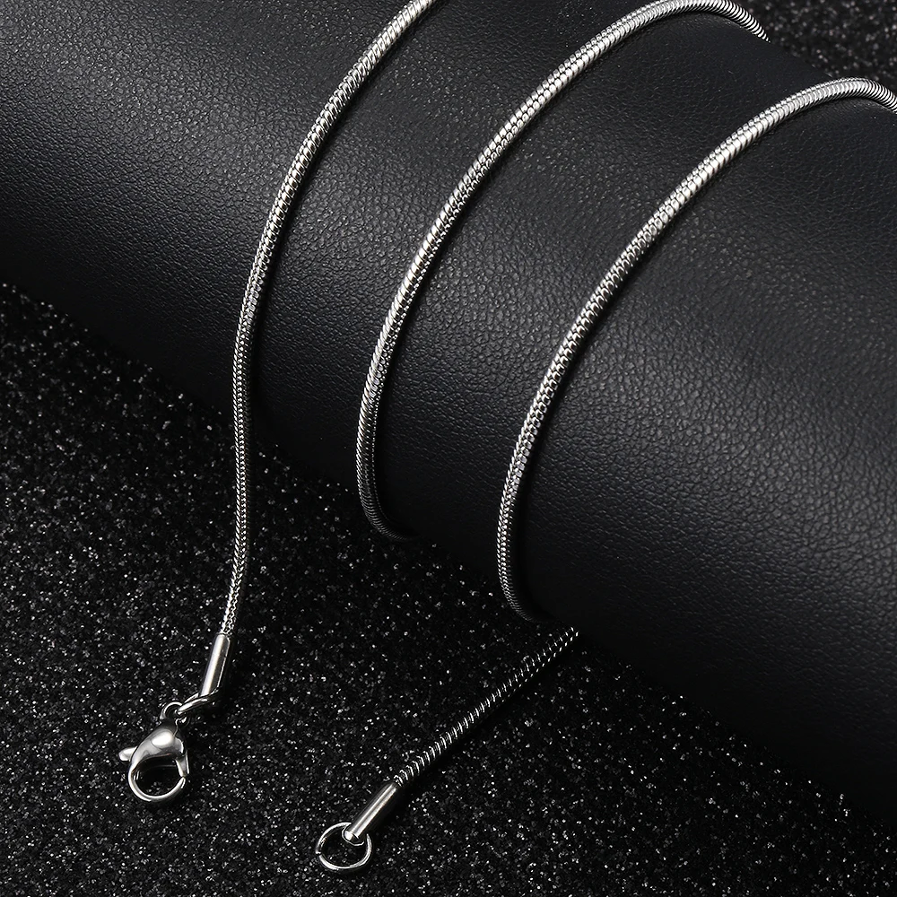 0.9/1.2/1.5/2mm Round Snake Necklace For Men Women Gold Color Silver Color Serpentine Link Chain Necklace Fashion Jewelry
