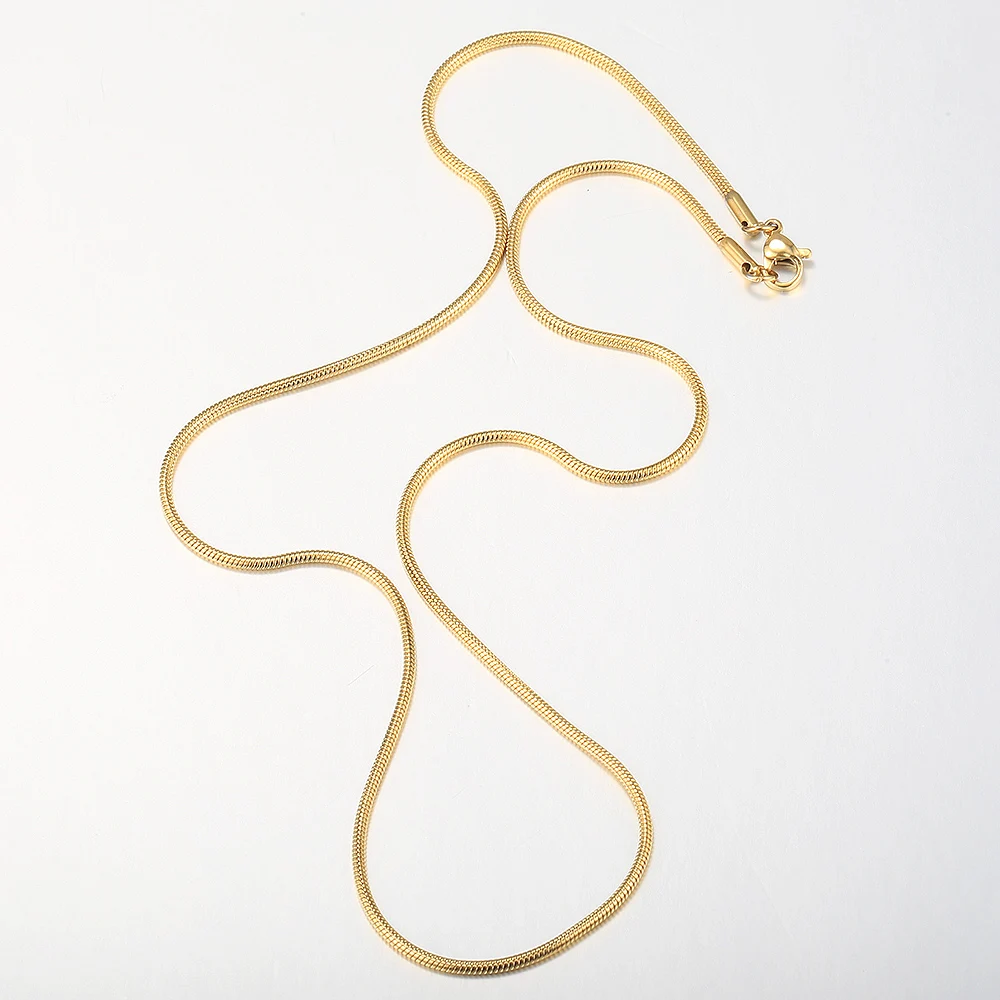 0.9/1.2/1.5/2mm Round Snake Necklace For Men Women Gold Color Silver Color Serpentine Link Chain Necklace Fashion Jewelry