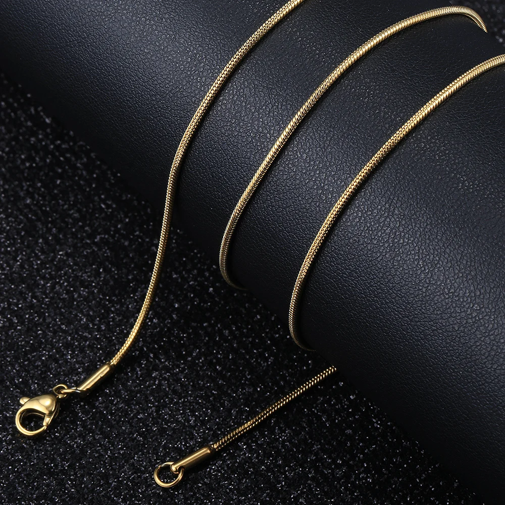 0.9/1.2/1.5/2mm Round Snake Necklace For Men Women Gold Color Silver Color Serpentine Link Chain Necklace Fashion Jewelry