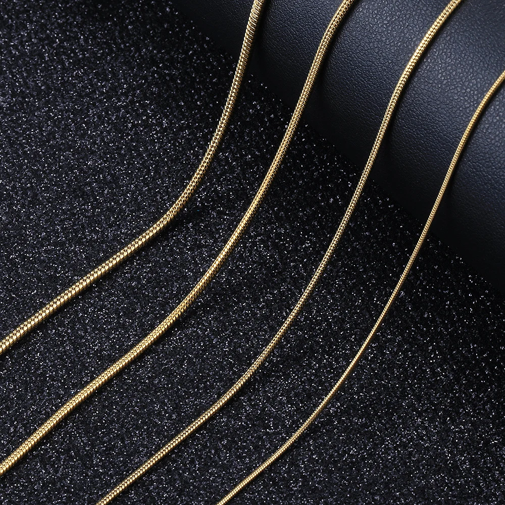 0.9/1.2/1.5/2mm Round Snake Necklace For Men Women Gold Color Silver Color Serpentine Link Chain Necklace Fashion Jewelry