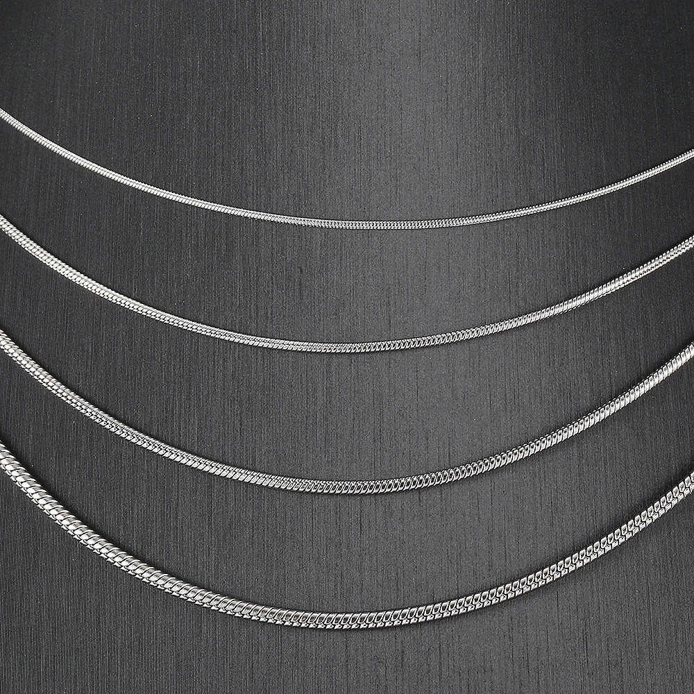 0.9/1.2/1.5/2mm Round Snake Necklace For Men Women Gold Color Silver Color Serpentine Link Chain Necklace Fashion Jewelry